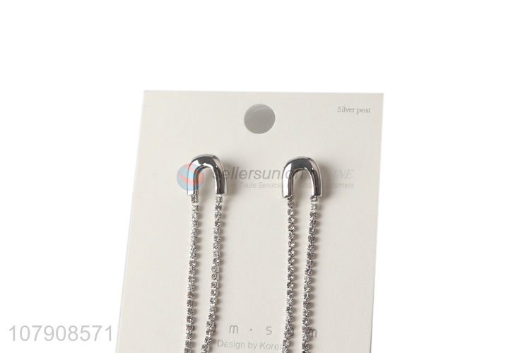 China factory long style silver fashion jewelry earrings