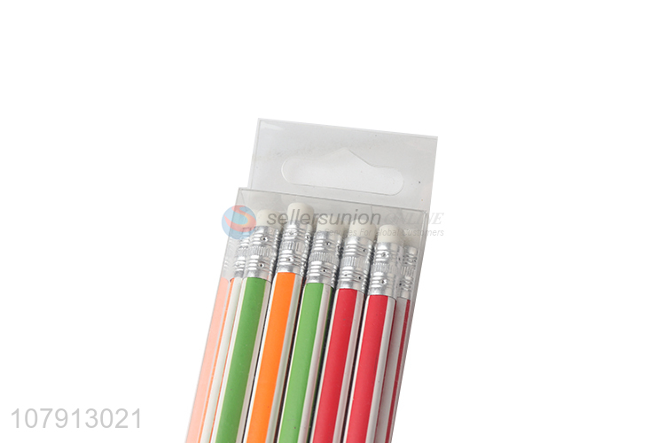 Good quality multicolor striped HB pencil exam pencil for students