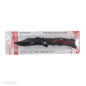 China wholesale black folding knife stainless steel fruit knife