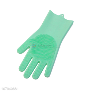China factory green non-slip silicone gloves for household