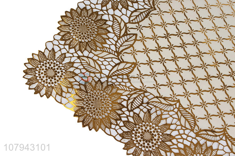 China supplier gold hollowed out pvc placemat plastic doilies