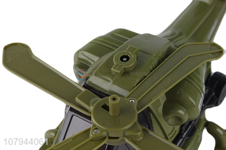 Hot sale army green helicopter musical toy for children