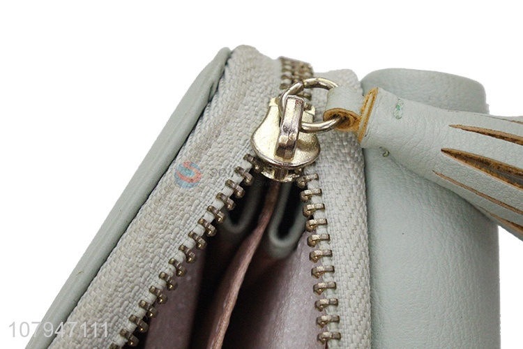 Fashion products mini short style women zipper wallet with tassel