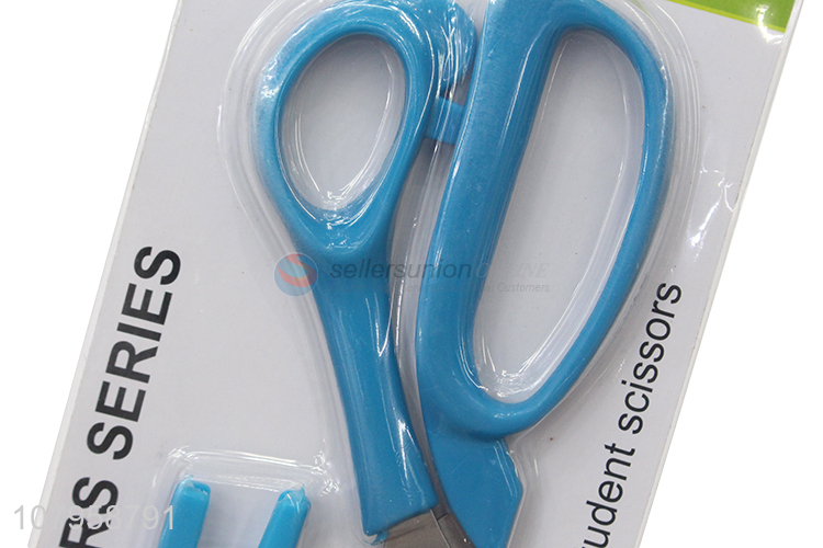 Low price wholesale stainless steel blue office art scissors with lid