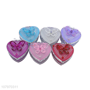 New arrival heart shape plastic jewelry case cosmetic box for girl