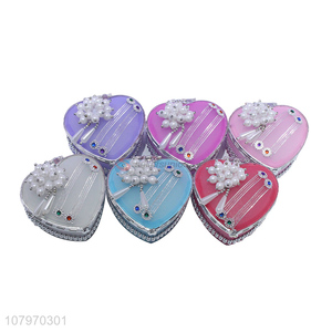 Most popular heart shape plastic jewelry trinket box with mirror