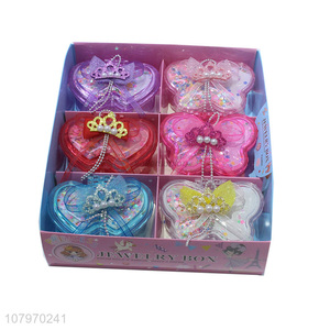 Latest product plastic jewelry box with crown lid for little girls
