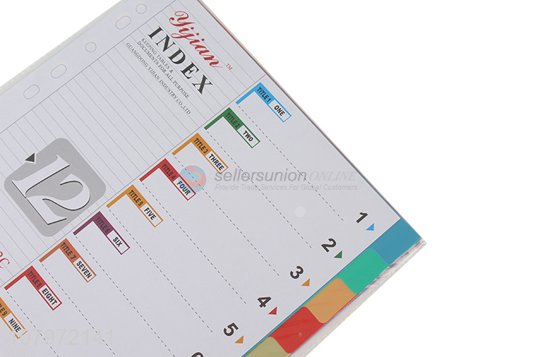 Most popular school office color index divider with top quality