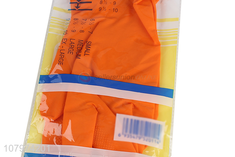 Yiwu wholesale orange rubber gloves household cleaning gloves