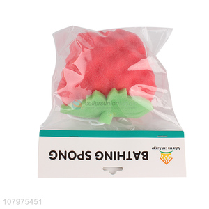 Hot selling 3d strawberry shape bath exfoliating sponge for kids