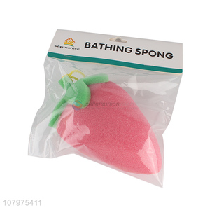 Good quality 3d strawberry shape shower bath sponge body scrubber