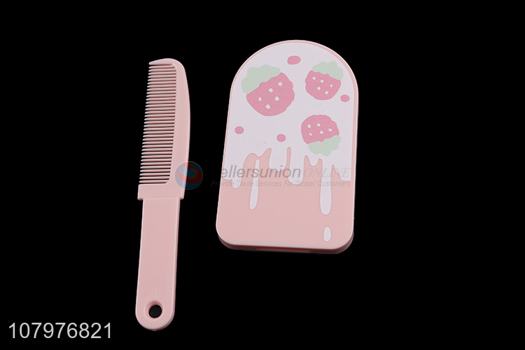 Hot selling creative popsicle shape plastic mirror and comb set for girls