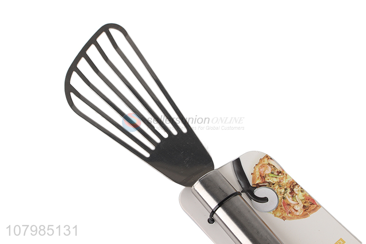 Hot selling stainless steel fan shape fish spatula cooking turner