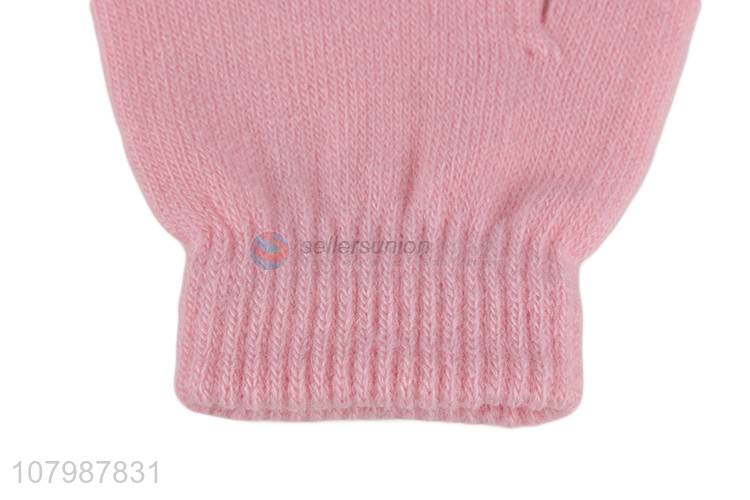 Yiwu wholesale pink children knitted gloves windproof gloves