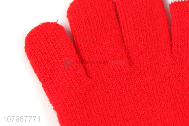 New arrival red creative touch screen knitted gloves for women
