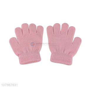 Yiwu wholesale pink children knitted gloves windproof gloves