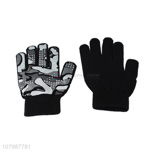 Yiwu wholesale black knitted gloves creative printing children gloves