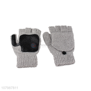 Wholesale price gray silicone clamshell knitted gloves for women
