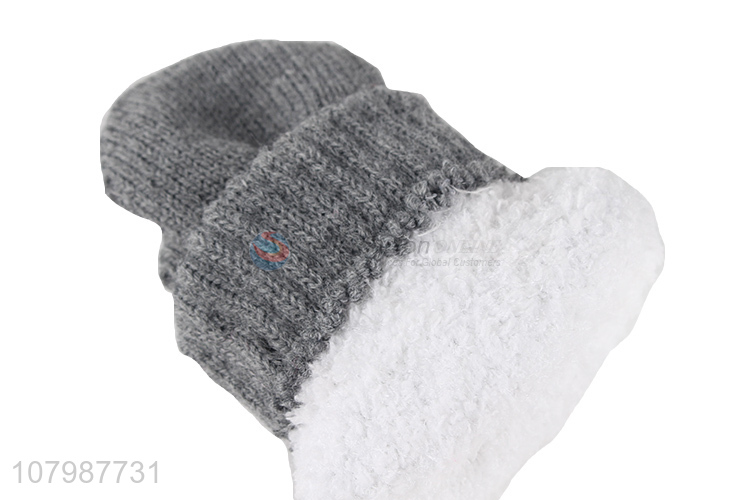 Factory direct sale gray double layer plush gloves winter windproof gloves