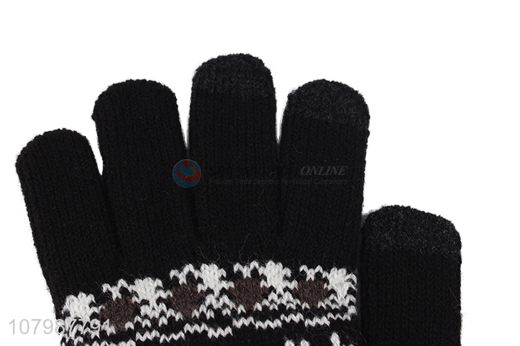 China market single-layer jacquard ladies knitted gloves for winter