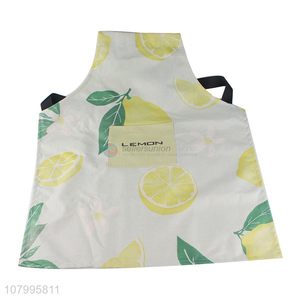 New simple lemon print waterproof pullover apron for household