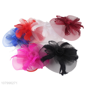 New hot sale handmade fascinator hair hoop women tea party mesh hair clasp