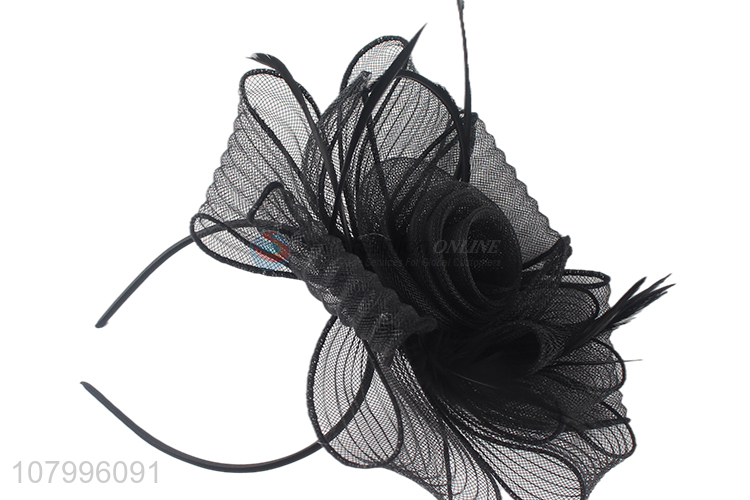 New hot sale tulle flower hair hoop handmade fascinator headband for tea party