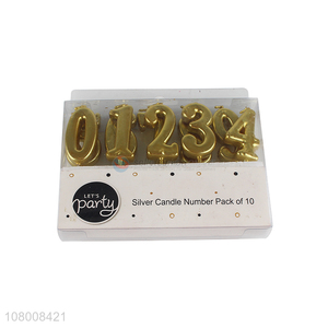 Low price metallic number candles gold digital candles for party decor