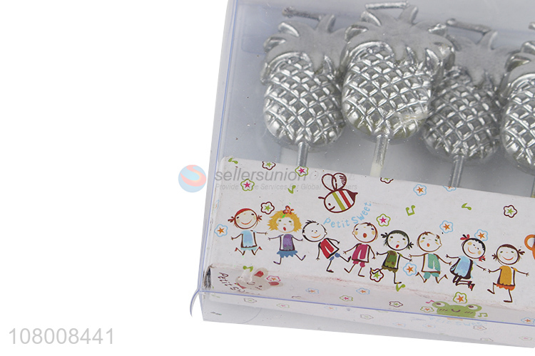 Good quality creative fruit candles silver pineapple shape birthday candles
