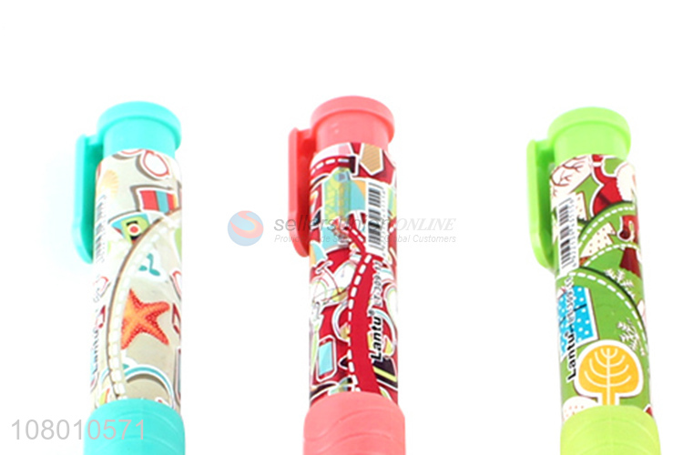 New arrival colourful kids stationery automatic pen press eraser