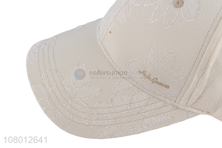 New arrival stylish floral embroidery baseball cap for girls