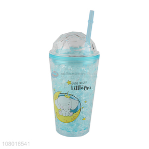 New hot sale lovely cooling tumbler cartoon water cup with lid and straw