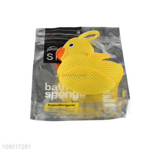 Creative design duck shape yellow bath sponge for household