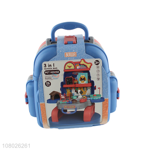China wholesale pretend play toys pet house toys with school bag