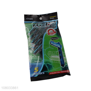 Private label 5 blades disposable shaving razor with lubricating strip