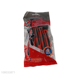 Wholesale 5 blades disposable razor with lubricating strip non-slip handle