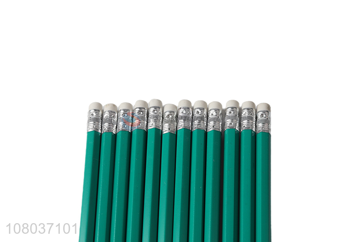 Factory Price 12 Pieces Writing Pencil With Eraser Set