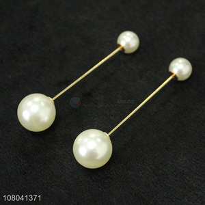 Low price decorative ladies double pearls brooch wholesale