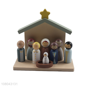 Wholesale wooden crafts wooden doll family set for home decoration