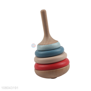 New product colorful wooden spinning top kindergarten gyroscope toy
