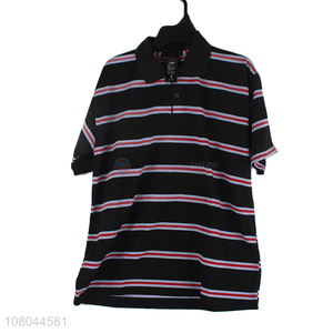 Online wholesale black striped lapel short-sleeve shirt