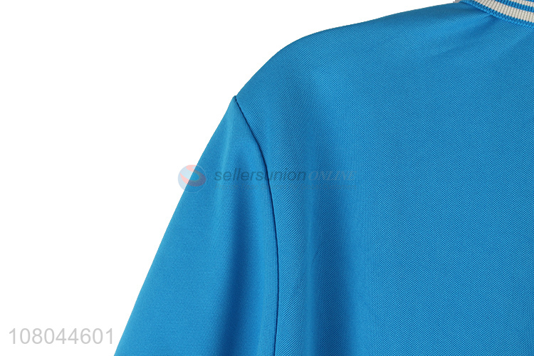 Yiwu Market Blue Cotton T-shirt Lapel Short Sleeve T-shirt