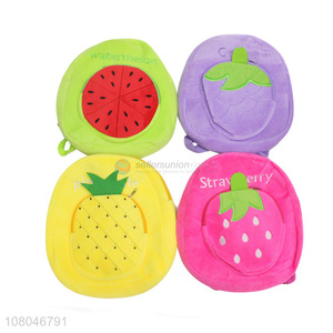 New arrival creative colorful fruit design plush school bag for kids