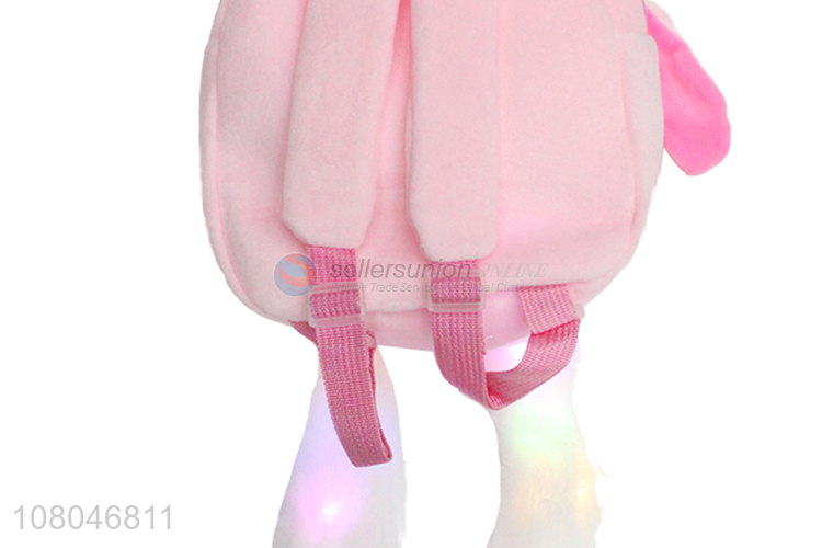 Good quality lovely plush rabbit backpack led school bag for girls