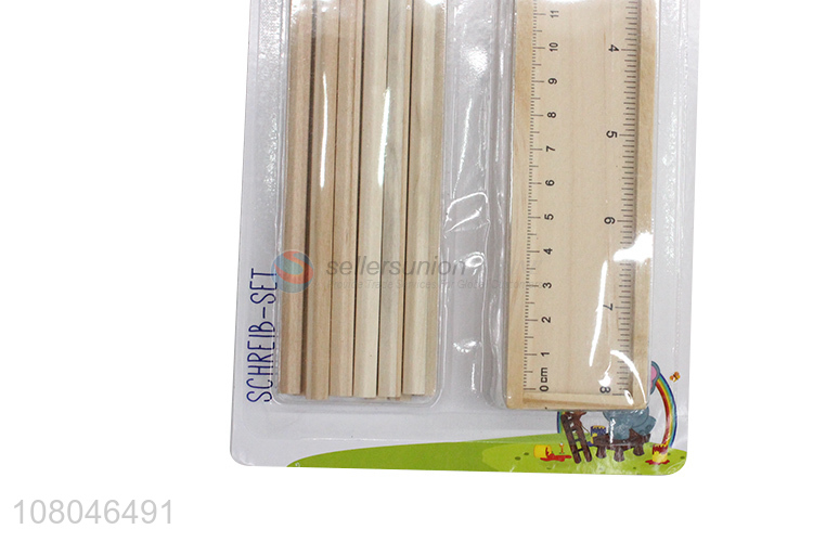 Wholesale kids stationery set color pencil ruler pencil sharpener set