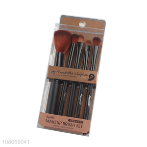 Hot selling black wooden handle makeup brush set for ladies
