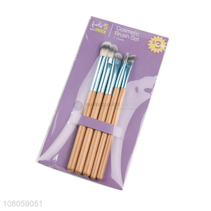 Yiwu market wooden handle ladies eye cosmetic brush set