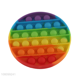 Custom Round Ranibow Silicone Push Bubble Fidget Sensory Toy