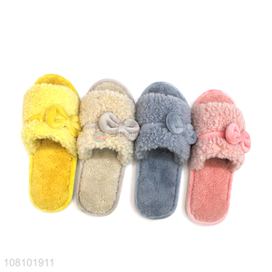 Hot selling fashionable warm slippers with bowknot