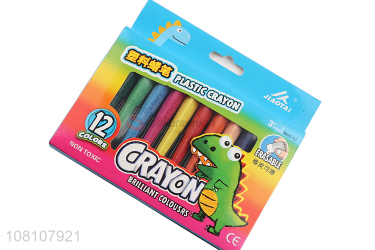 Most popular 12pieces plastic erasable crayons